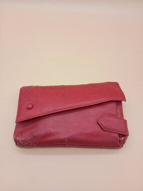 Vintage Red Clutch Purse w/ Accessories Faux Leather Aristocrat New Wave READ